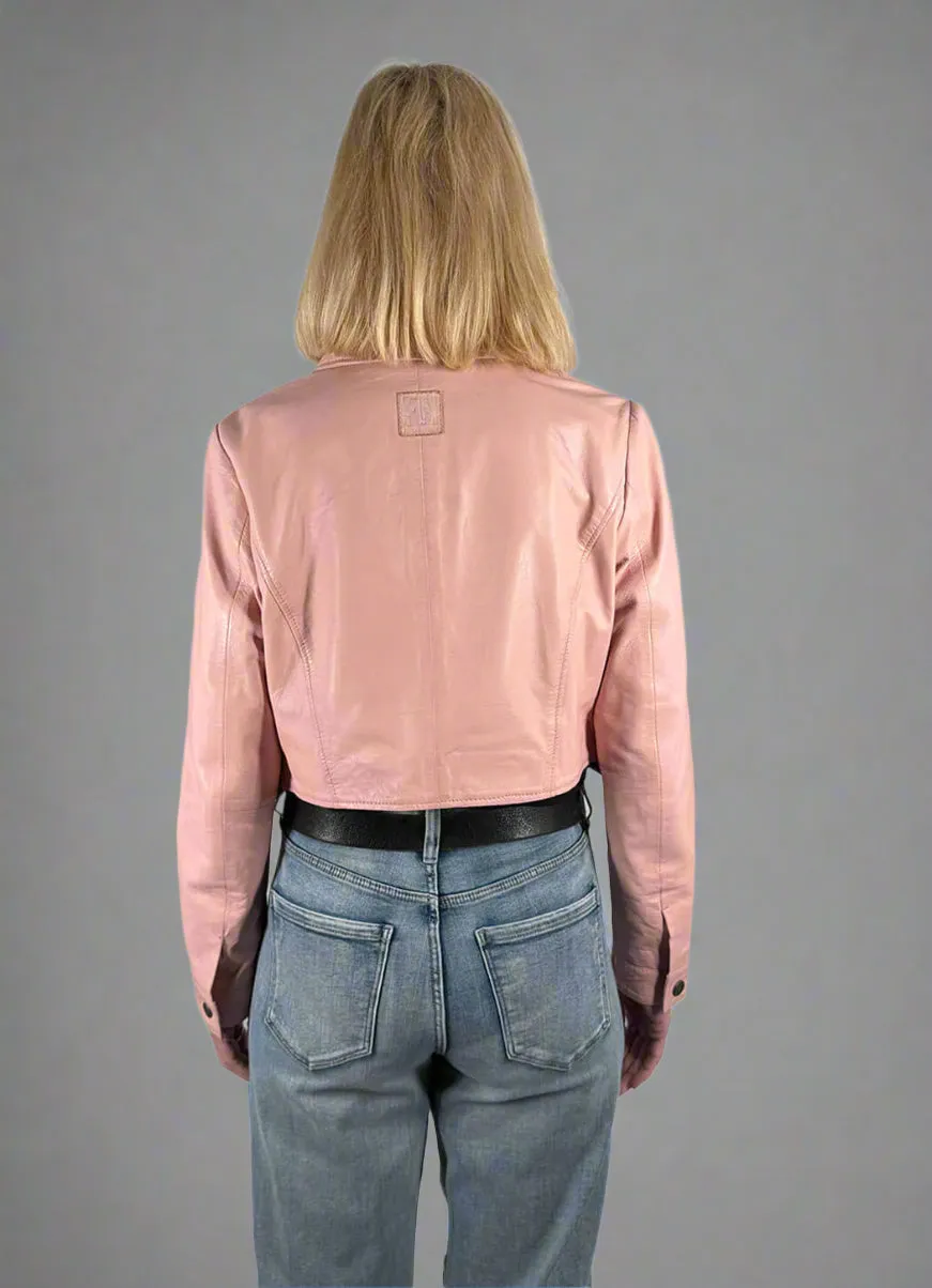 Freaky Nation Cropped Four-Pocket Leather Jacket