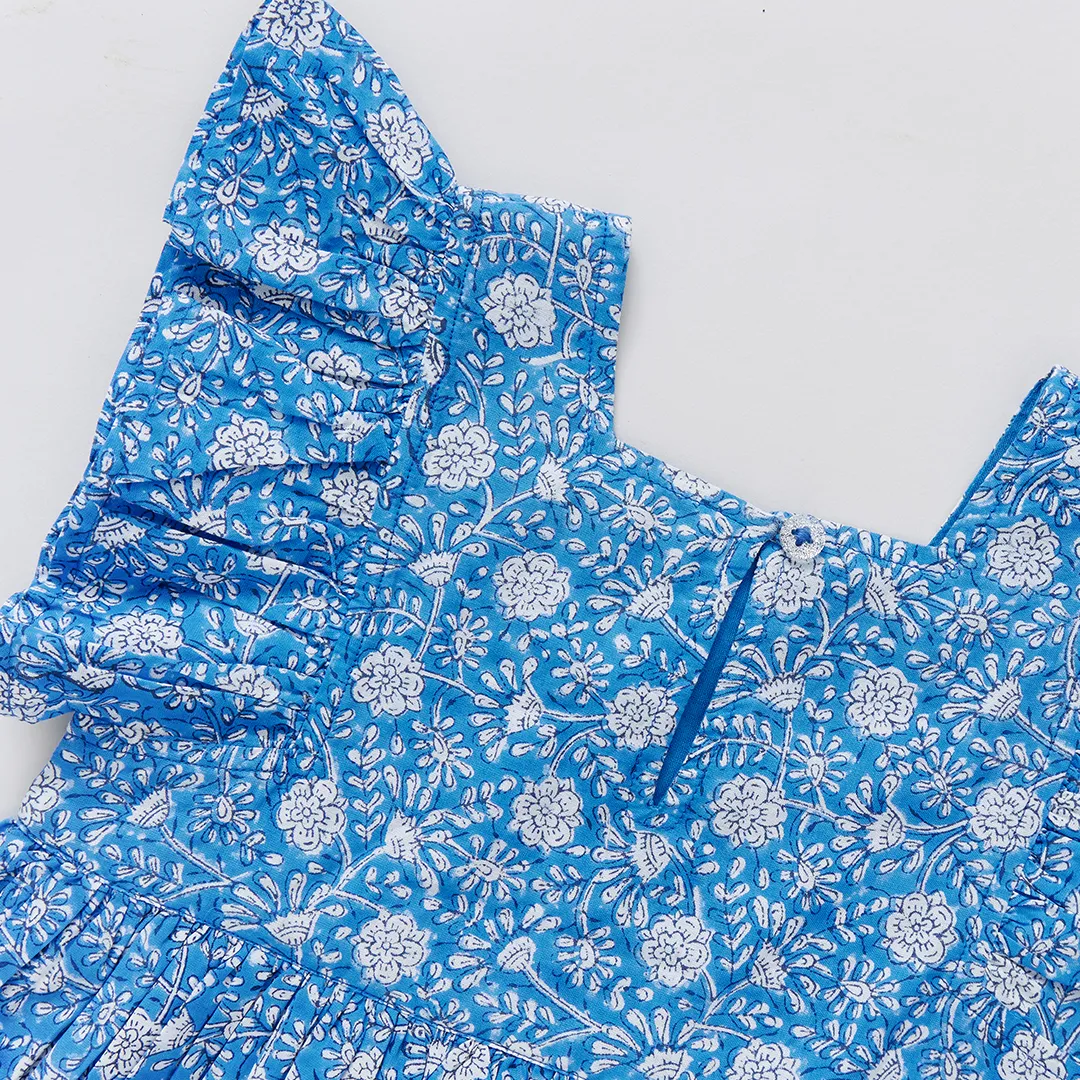 Girls Elsie Dress - Blue Garden