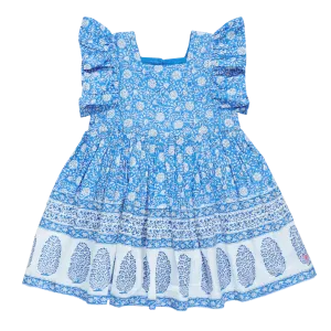 Girls Elsie Dress - Blue Garden