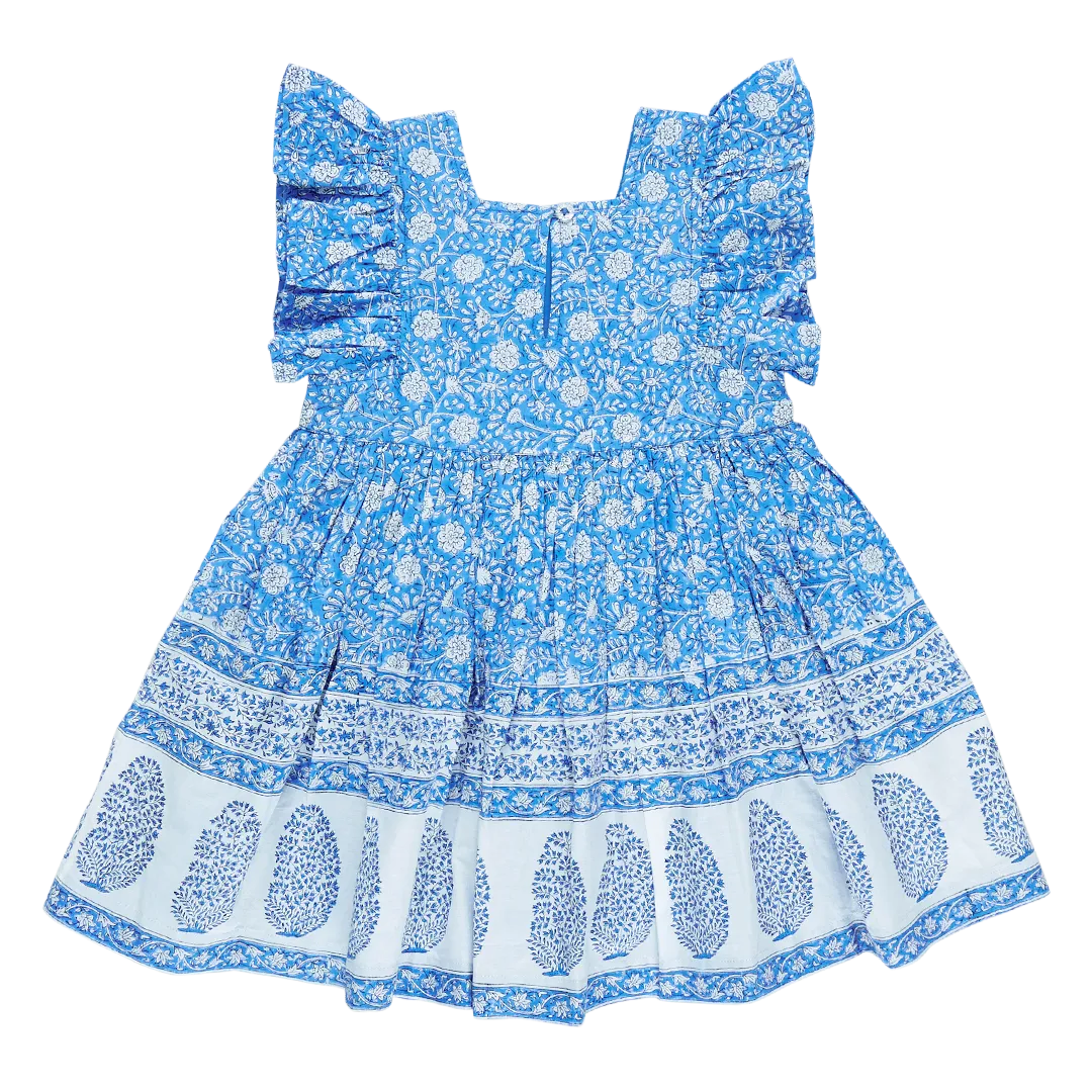 Girls Elsie Dress - Blue Garden