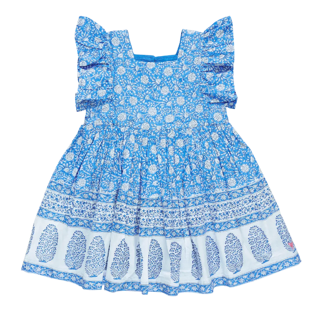 Girls Elsie Dress - Blue Garden