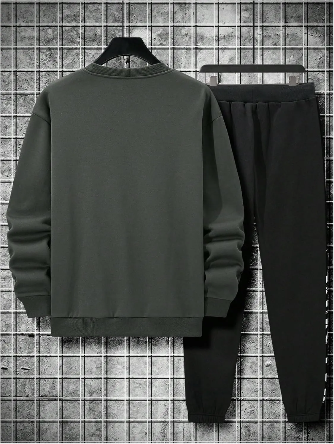 GORGLITTER Men's 2 Piece Outfits Color Block Graphic Thermal Lined Sweatshirt and Sweatpants Tracksuit Set