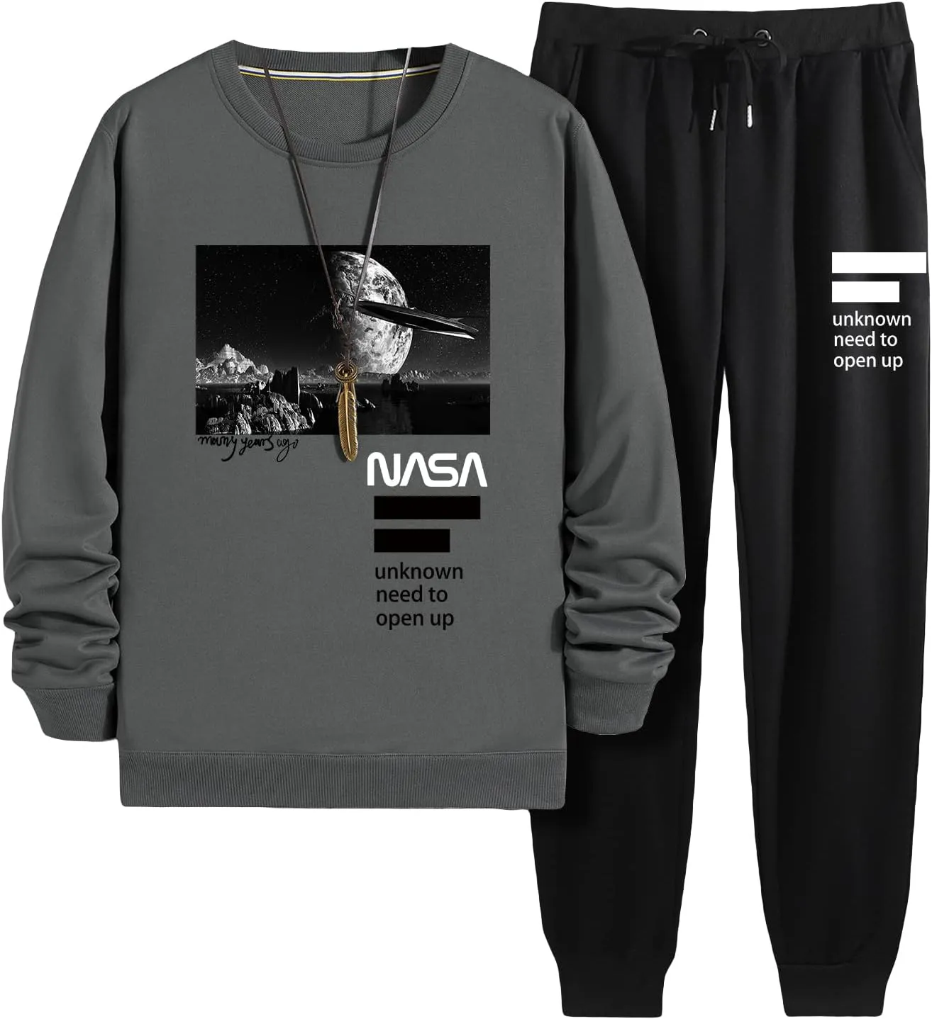 GORGLITTER Men's 2 Piece Outfits Color Block Graphic Thermal Lined Sweatshirt and Sweatpants Tracksuit Set