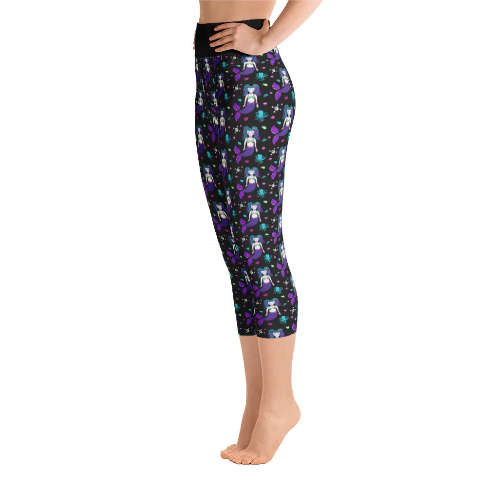 Gothic Mermaid Ladies Yoga Capri Leggings