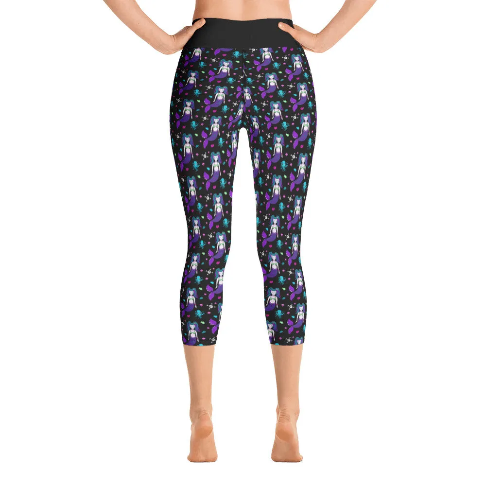 Gothic Mermaid Ladies Yoga Capri Leggings