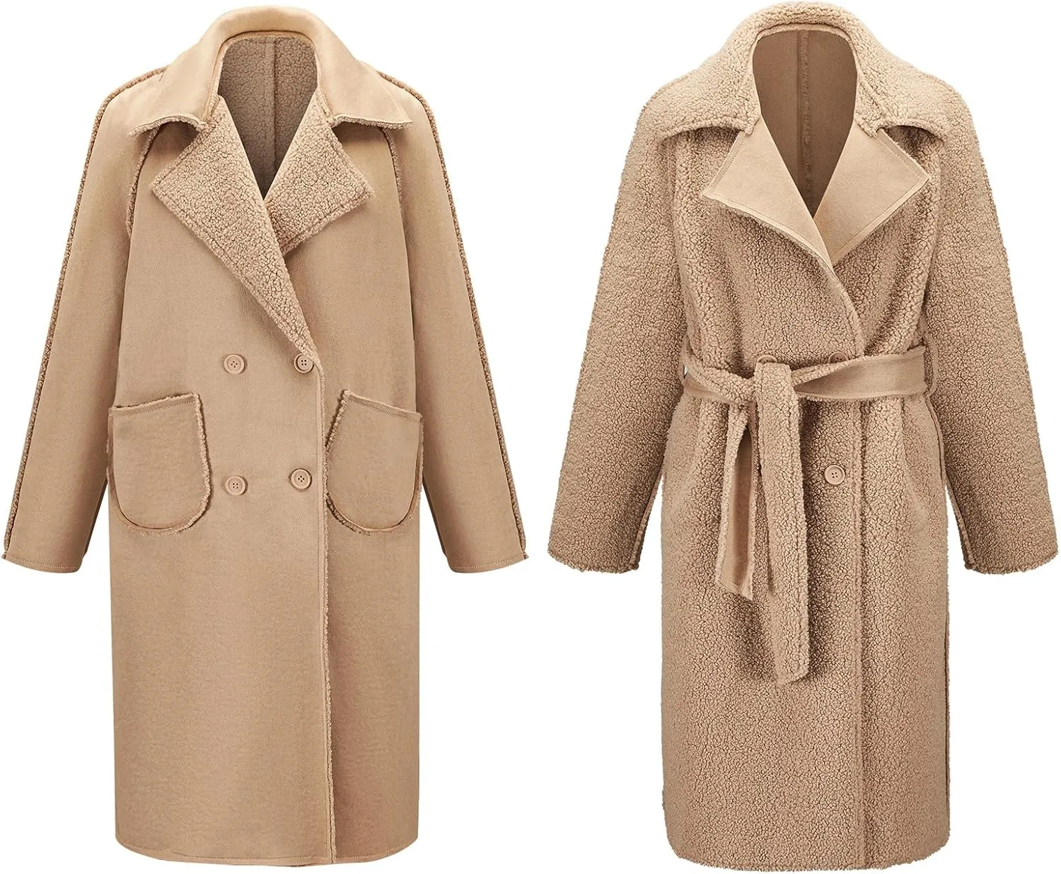GRAN ORIENTE Winter Faux Fur Coats for Women, Faux Leather Jacket for Women Reversible Puffer Coat Regular and Plus Size