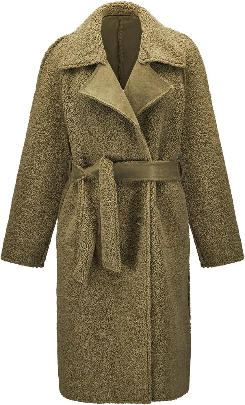 GRAN ORIENTE Winter Faux Fur Coats for Women, Faux Leather Jacket for Women Reversible Puffer Coat Regular and Plus Size