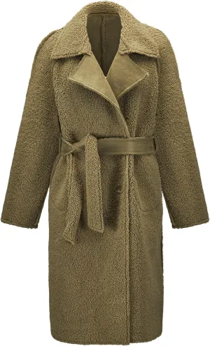 GRAN ORIENTE Winter Faux Fur Coats for Women, Faux Leather Jacket for Women Reversible Puffer Coat Regular and Plus Size