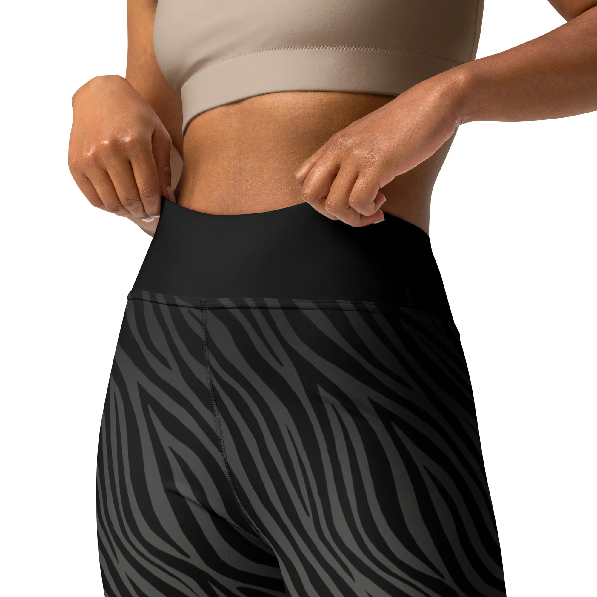 Grey and Purple Ombre Zebra Full Length Yoga Leggings