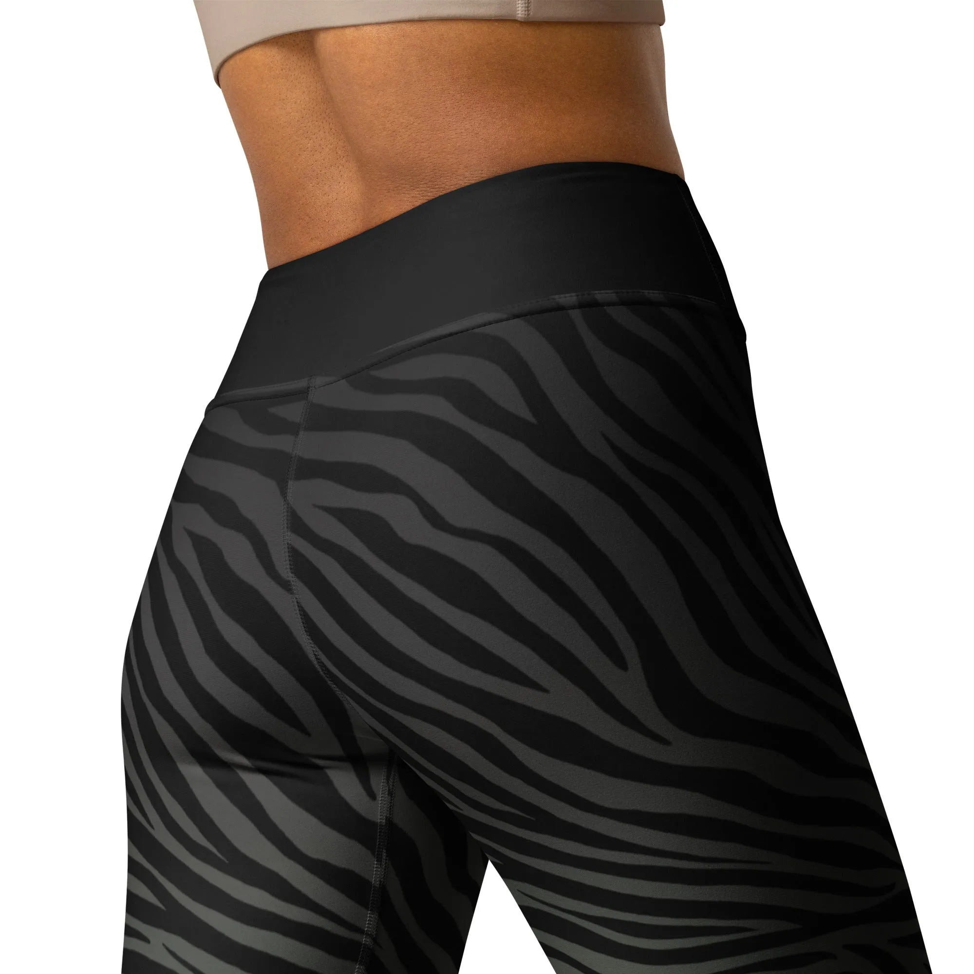 Grey and Purple Ombre Zebra Full Length Yoga Leggings