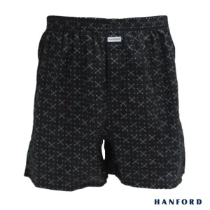 Hanford Men 100% Premium Cotton Woven Boxer Shorts Snape - Sword Print/Black (SinglePack)