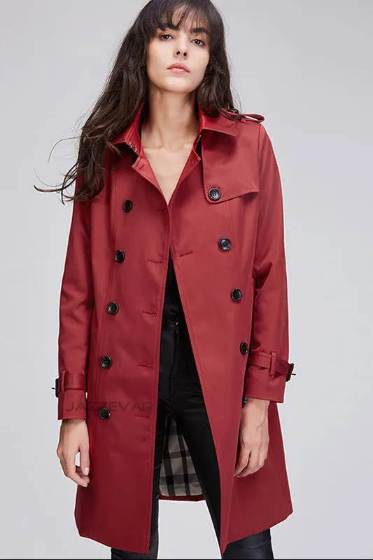 Hasp Long Sleeves Lapel Belt Double Breasted Slim Long Coat