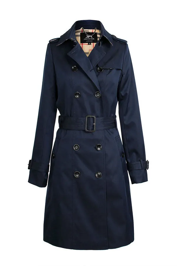 Hasp Long Sleeves Lapel Belt Double Breasted Slim Long Coat
