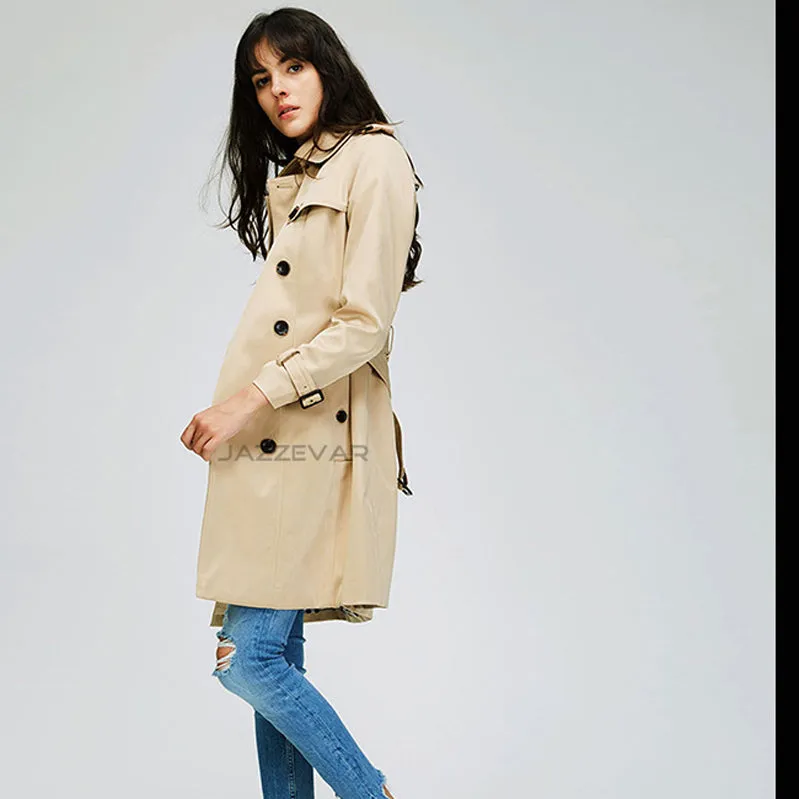 Hasp Long Sleeves Lapel Belt Double Breasted Slim Long Coat