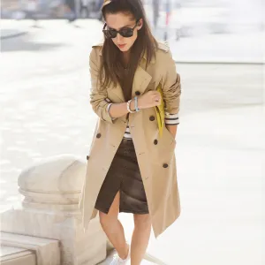 Hasp Long Sleeves Lapel Belt Double Breasted Slim Long Coat