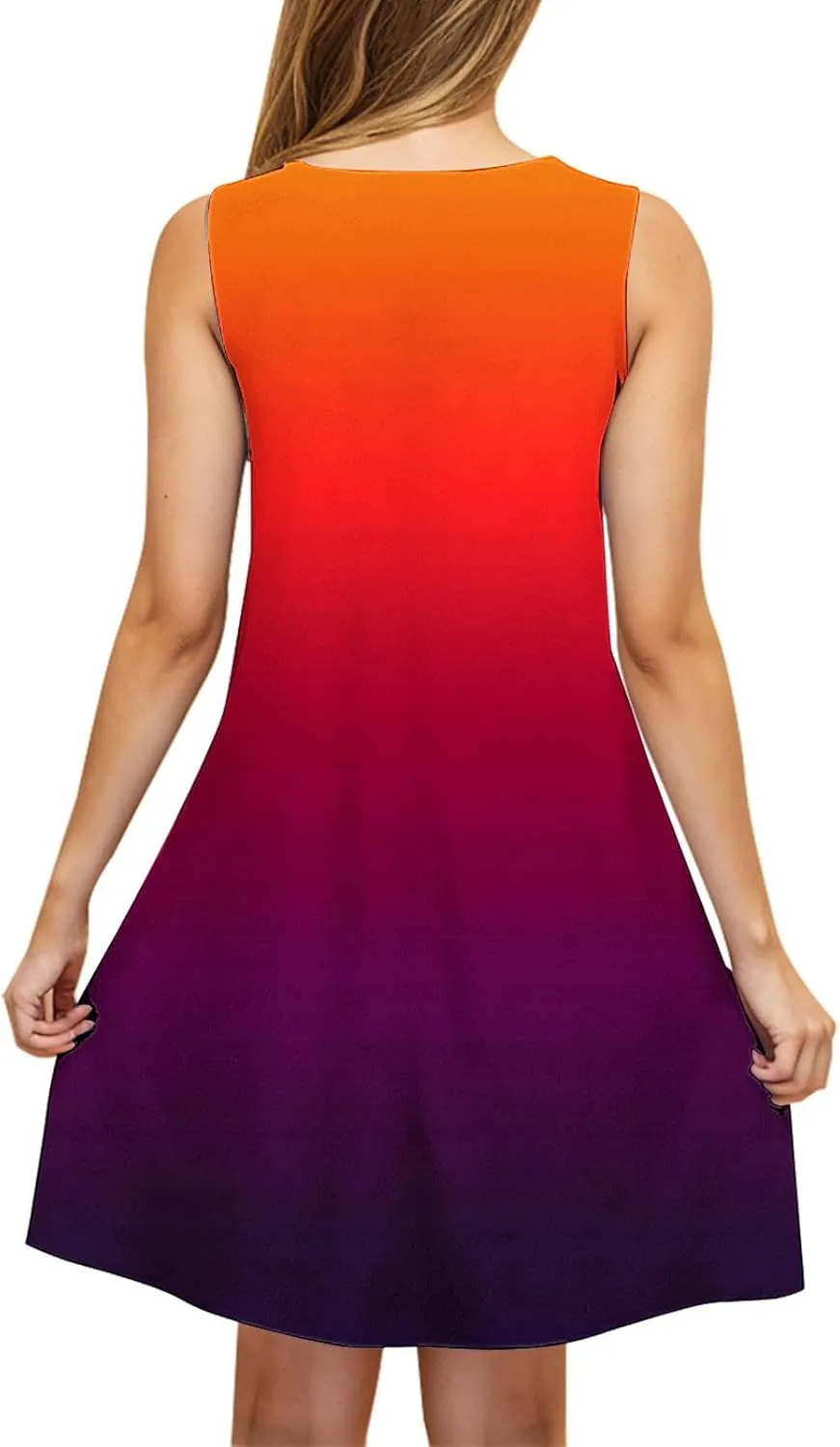hlysgo Women Summer Petite Dresses 2025 Trendy Tie-Dye Print Sleeveless Mini Dress Casual Beach Coverup Sundress with Pocket