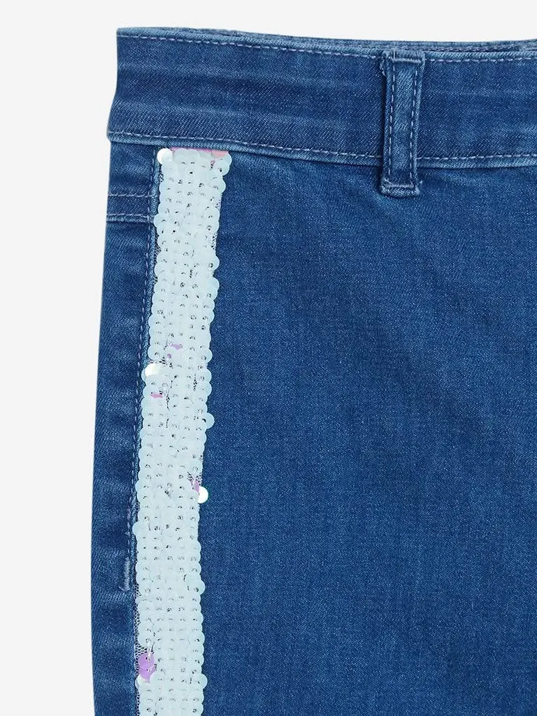 HOP Kids Dark Blue Reversible Sequin Capris