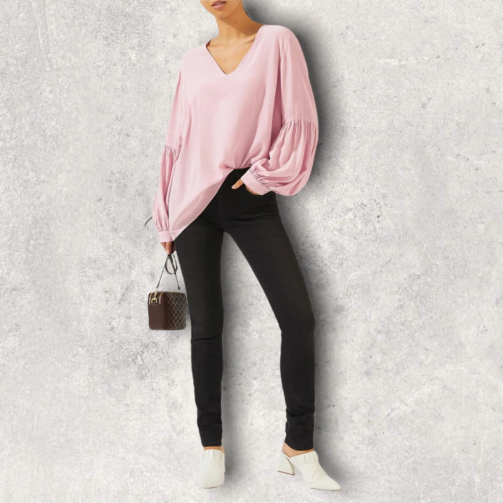 Jigsaw Bishop Sleeve Top, Pink Orchid UK 8  US 4 EU 36