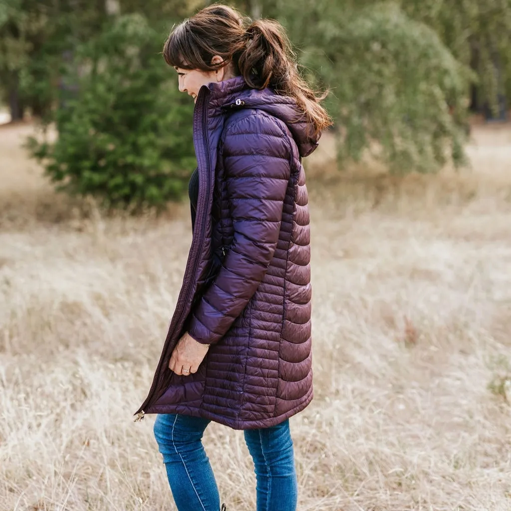 Judy Women's 90/10 Packable Down Coat - Midnight Plum