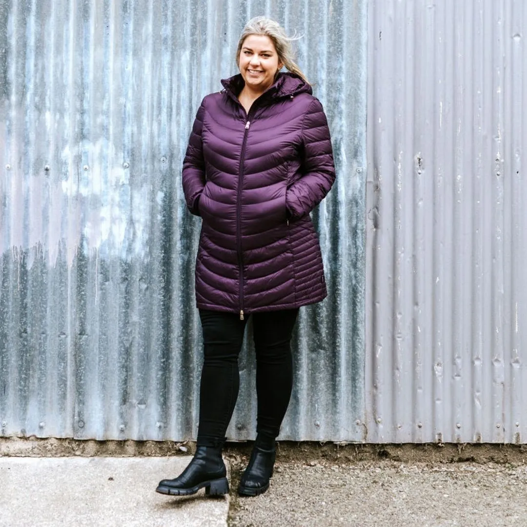 Judy Women's 90/10 Packable Down Coat - Midnight Plum