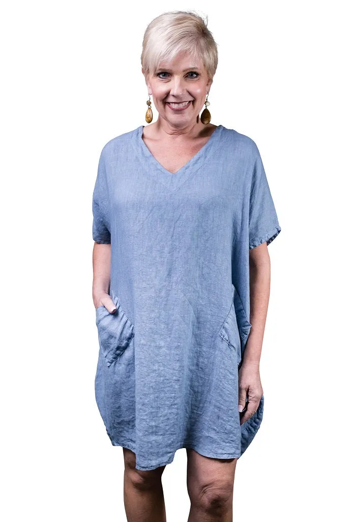 Juniper Linen Diagonal Pocket Dress - FINAL SALE