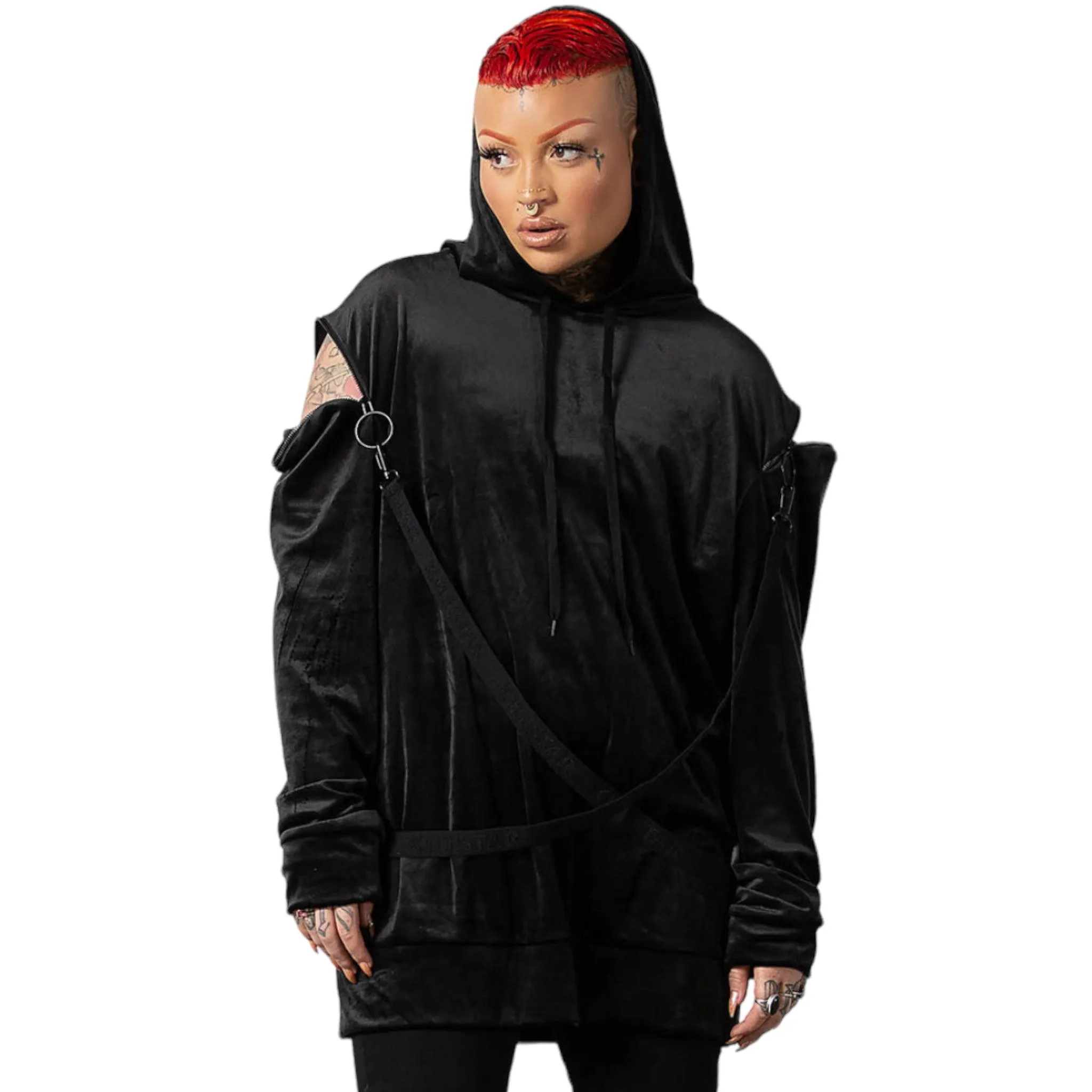 Killstar In a State Black Velour Hoodie