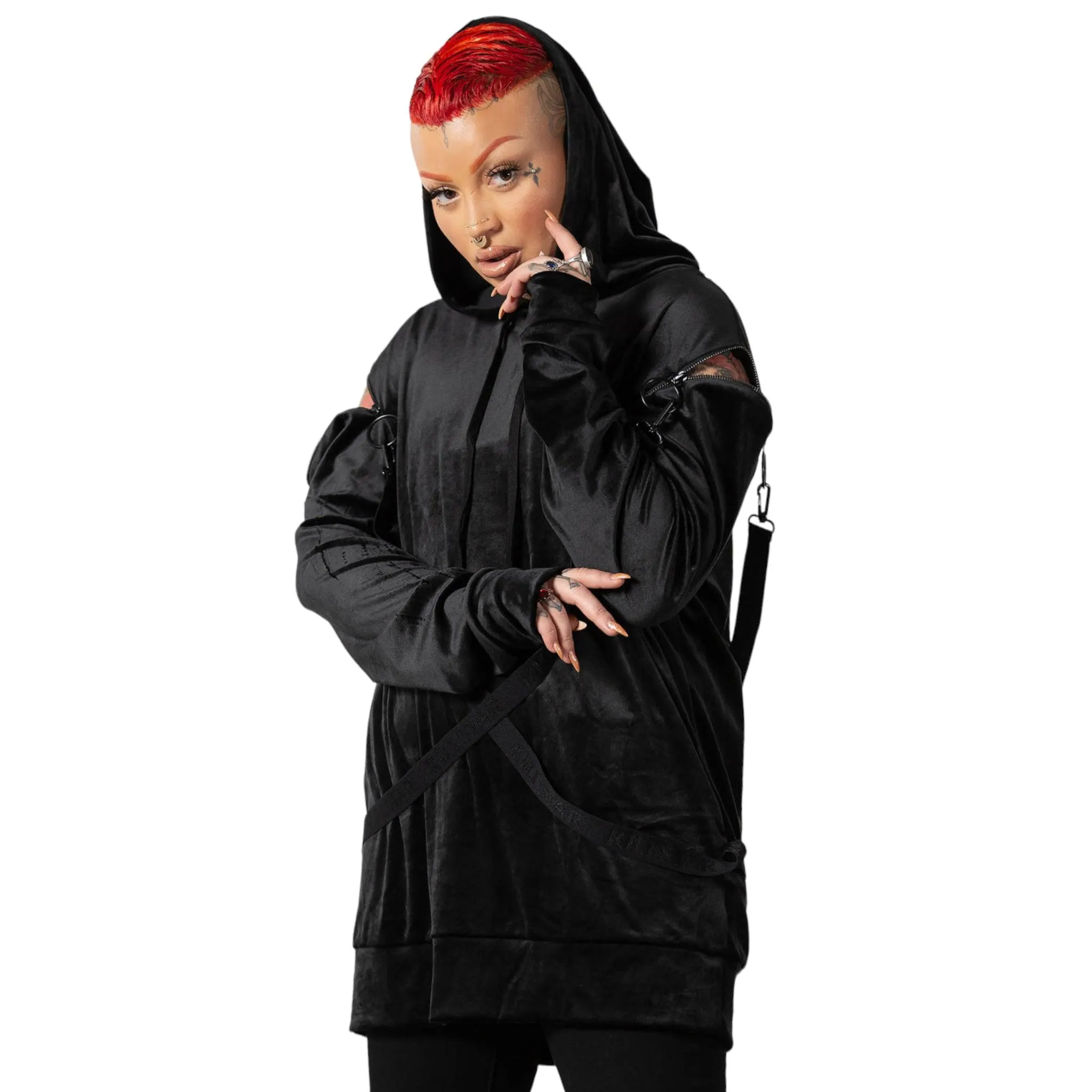 Killstar In a State Black Velour Hoodie