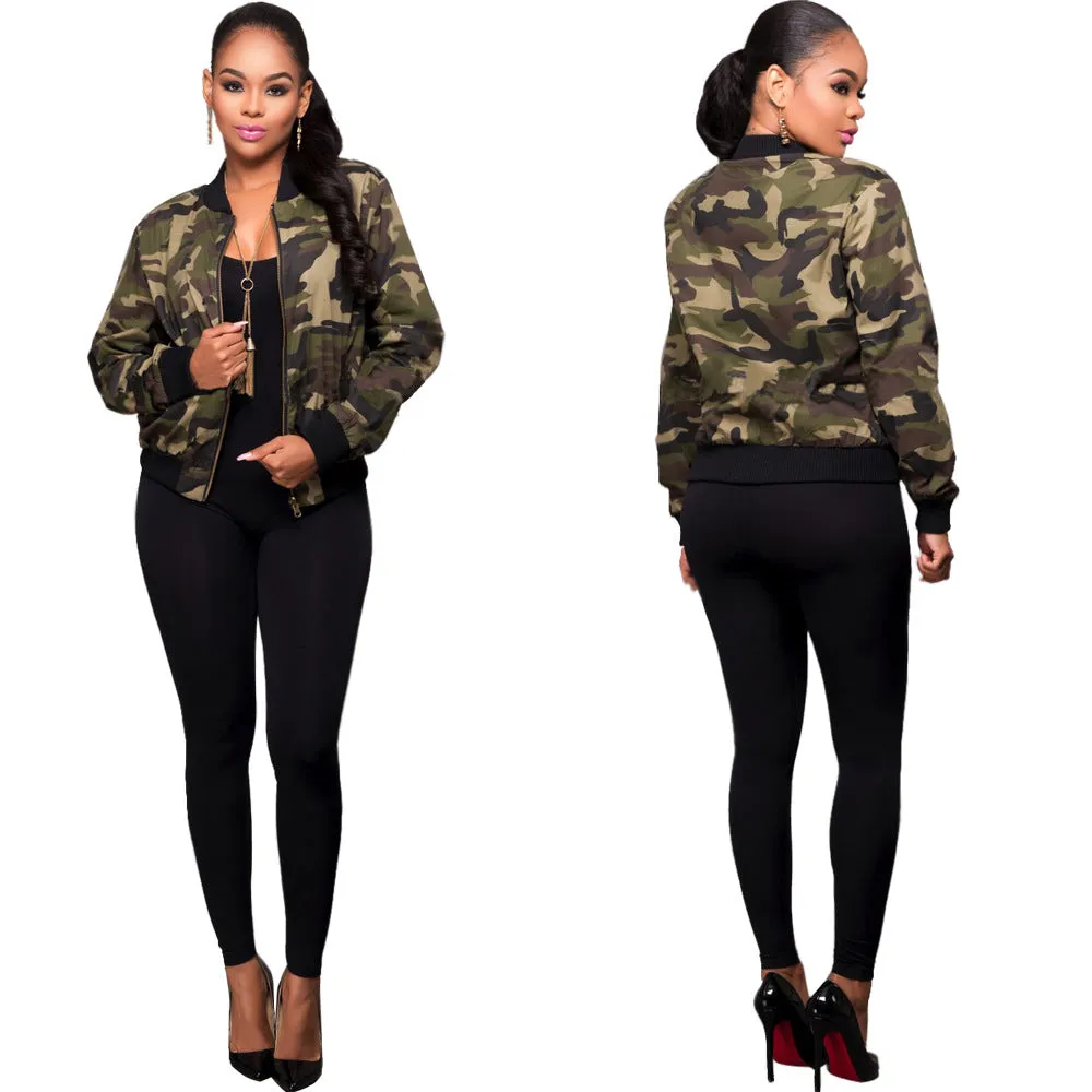 Long Sleeves Camouflage Short Coat