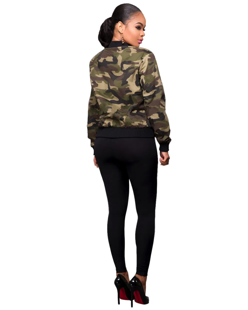 Long Sleeves Camouflage Short Coat