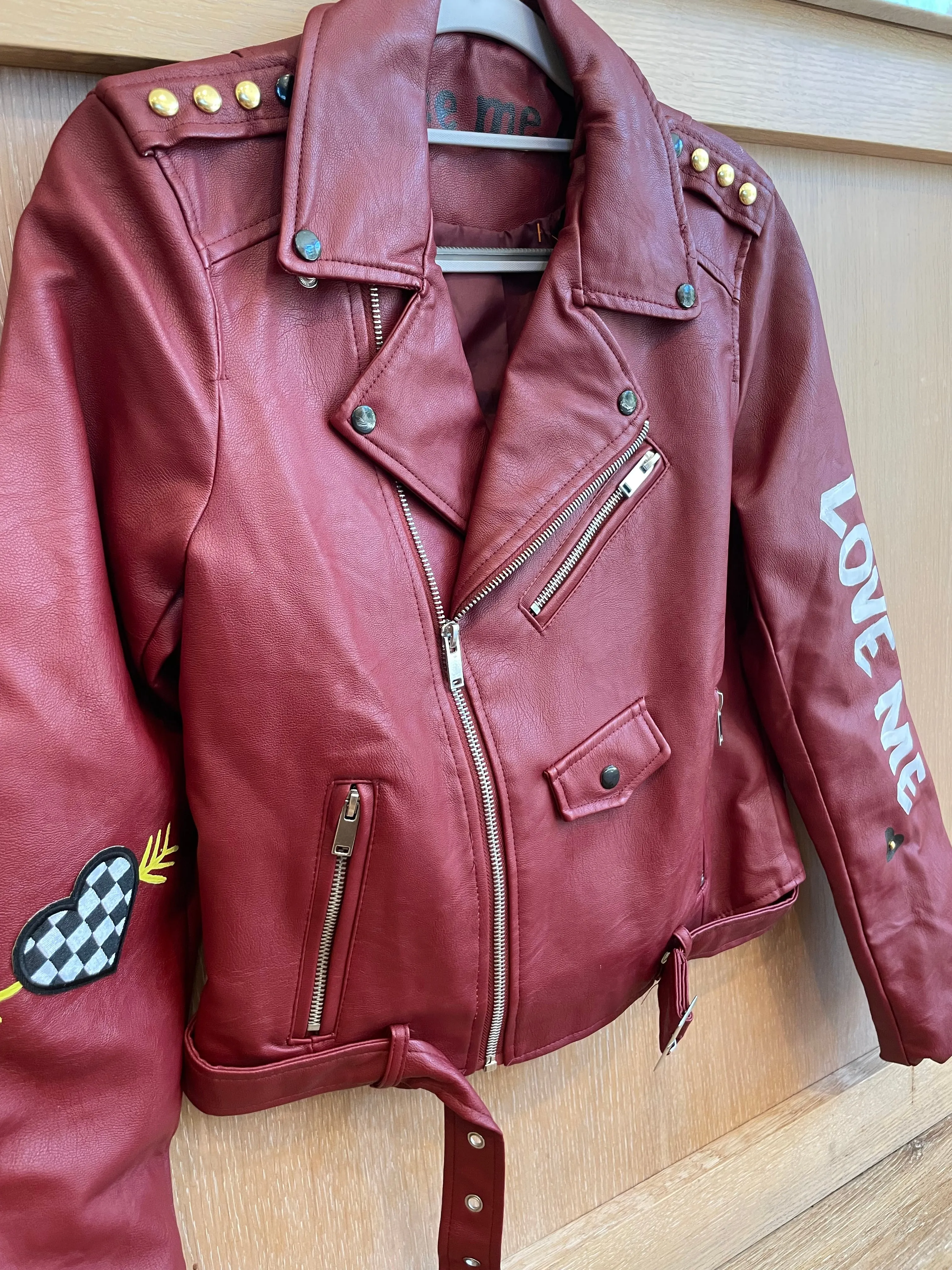 LOVE ME - Hand painted moto jacket