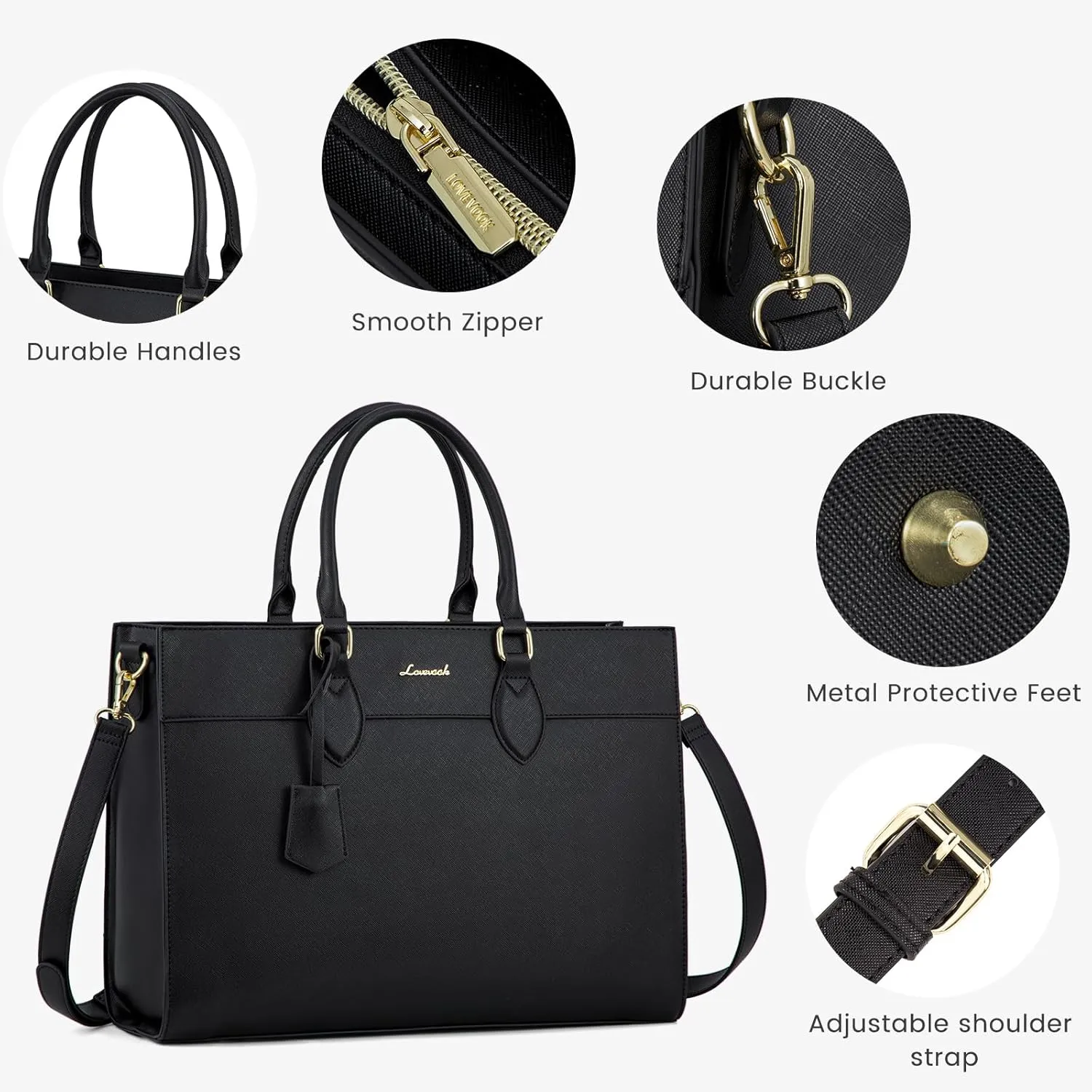 LOVEVOOK Laptop Bag for Women, 17.3 inch Laptop Tote Computer Briefcase for Work Large Waterproof Handbag Professional Shoulder Bag for Women Business Office