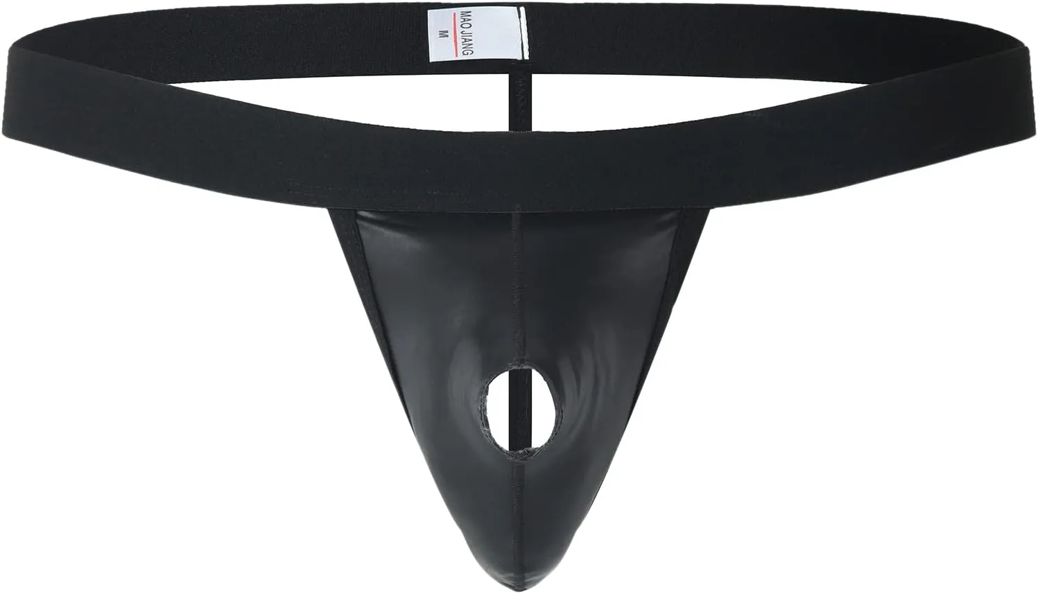 Male Casual Solid Imitation Leather T Back Underwear Pant Knickers Hole Low Waist Thong Mens Men