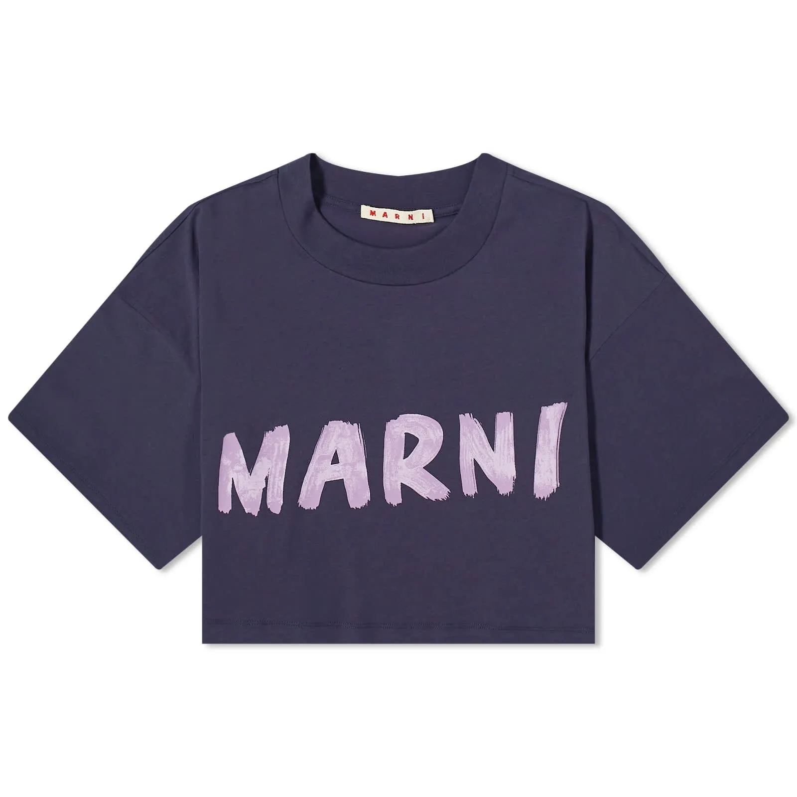 Marni Cropped Logo T-Shirt in Blueblack