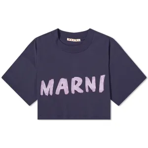 Marni Cropped Logo T-Shirt in Blueblack