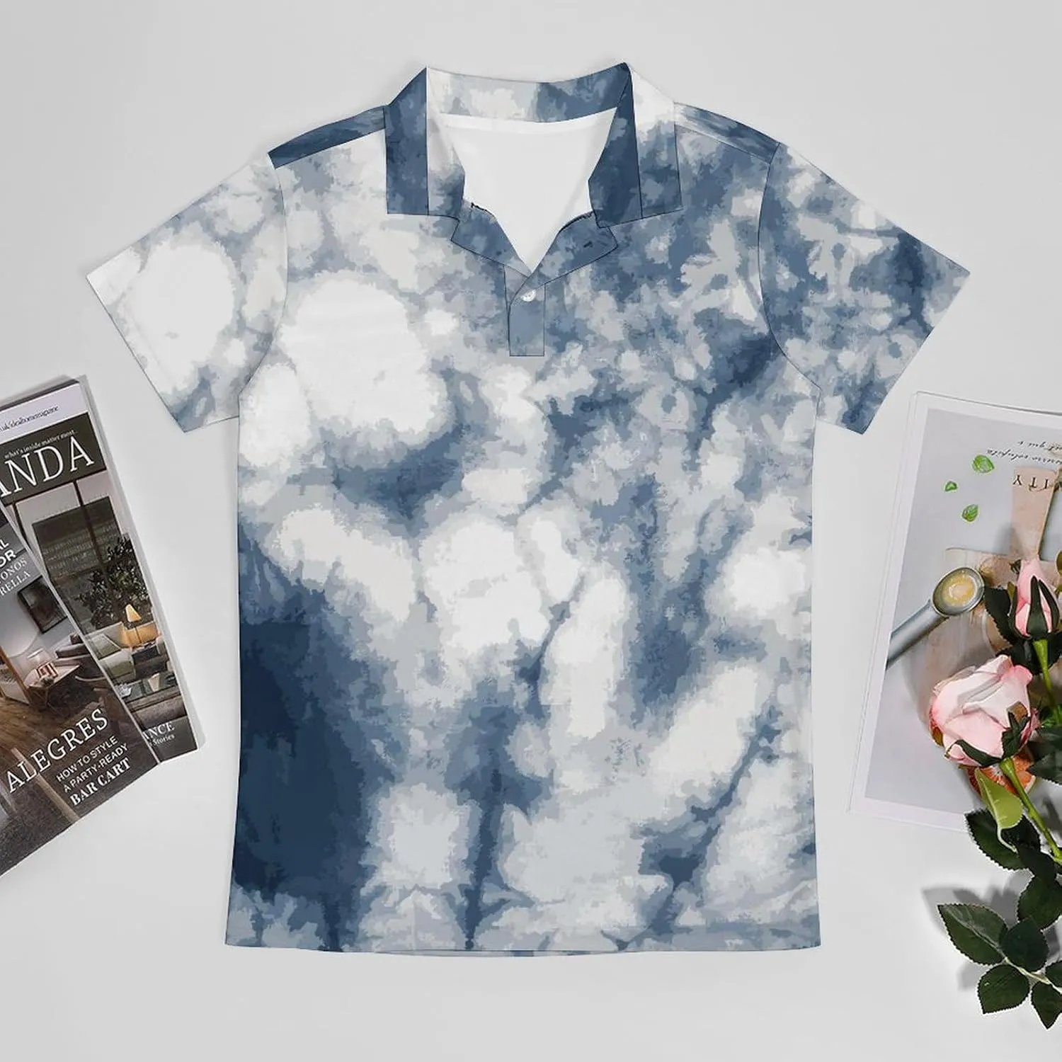 Men's Abstract Style of Tie Dye Polo Shirts Short Sleeve Cool Golf Shirt Quick-Dry Activewear Polos