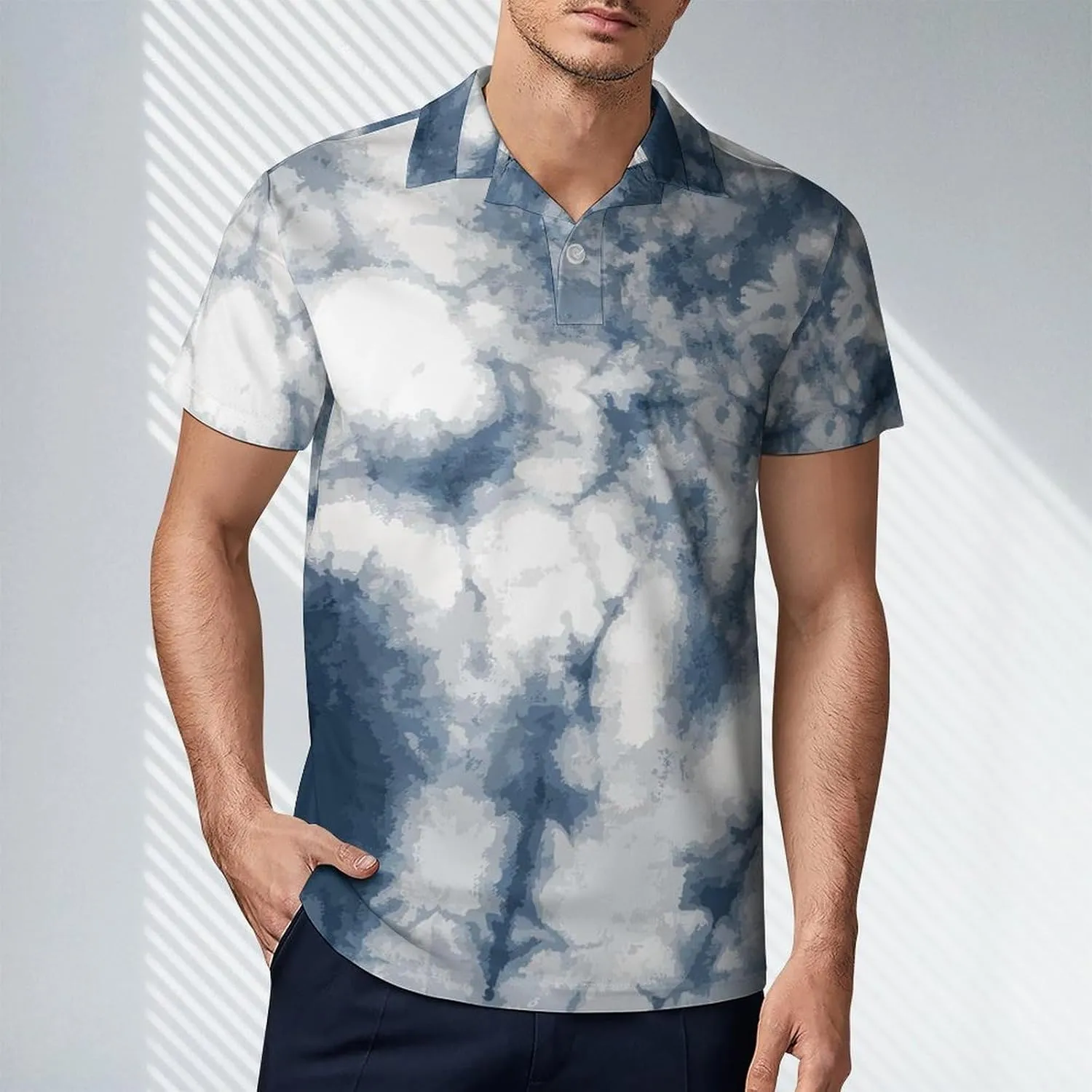 Men's Abstract Style of Tie Dye Polo Shirts Short Sleeve Cool Golf Shirt Quick-Dry Activewear Polos