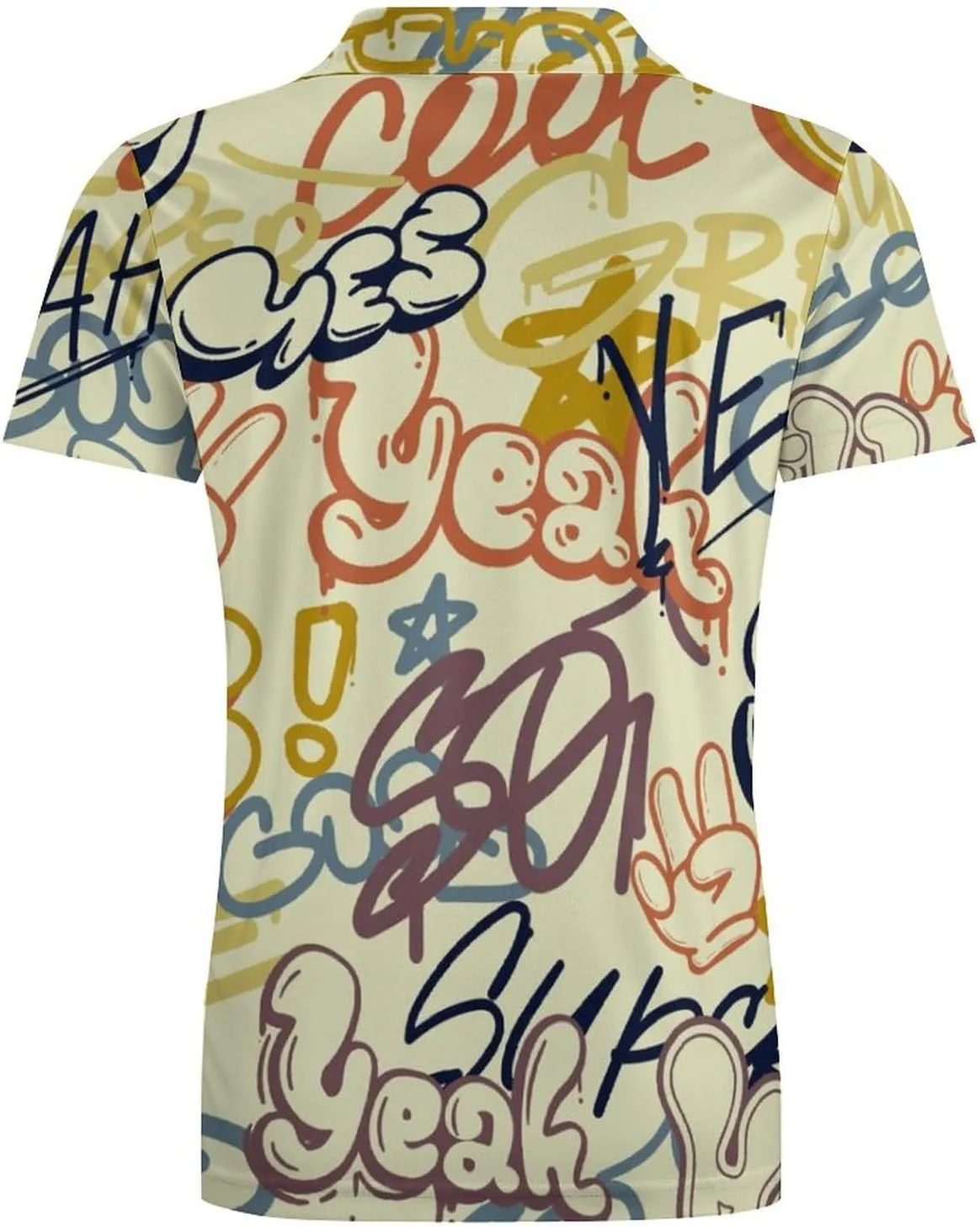 Men's Comics Lettering in Pop Art Style Polo Shirts Short Sleeve Cool Golf Shirt Quick-Dry Activewear Polos