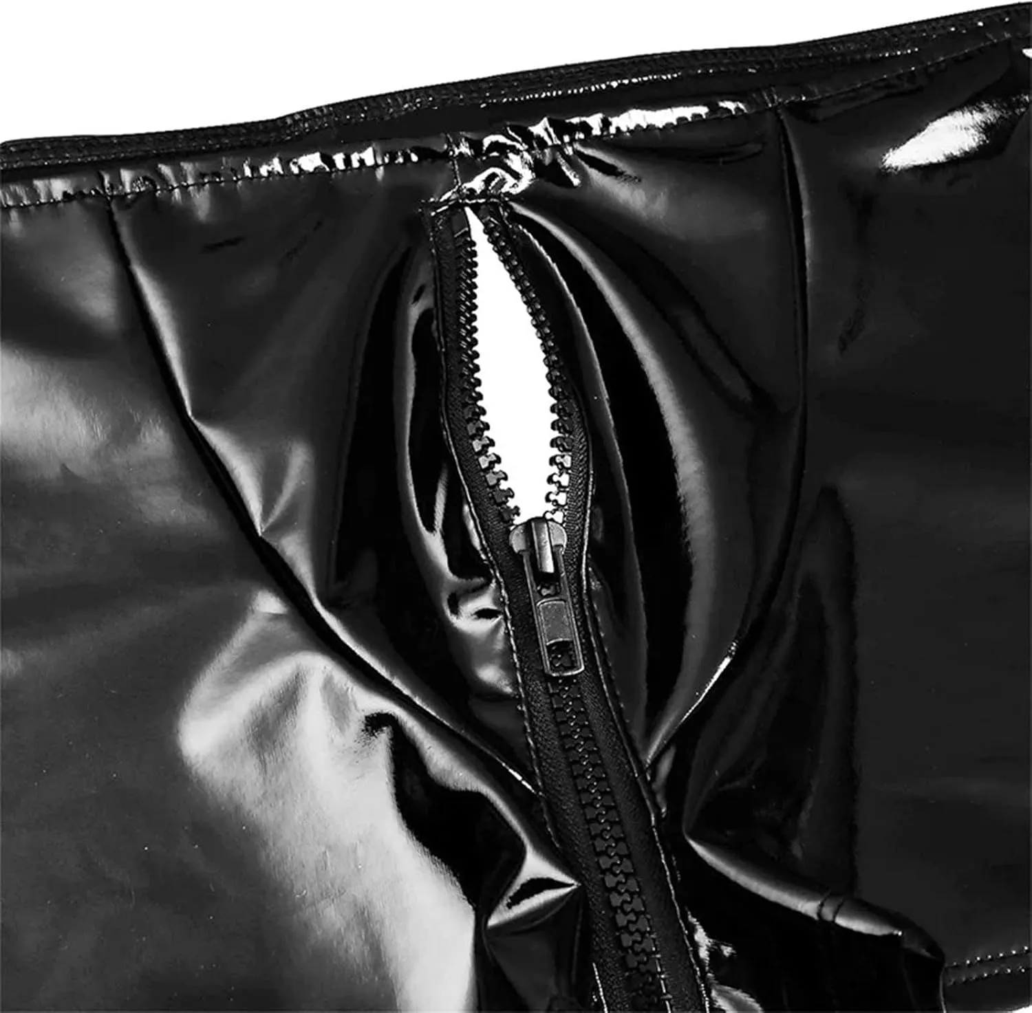 Mens Fashion Casual Solid Color Leather Shorts Sexy Soft Leather Taste Underwear Pants Satin Pajama