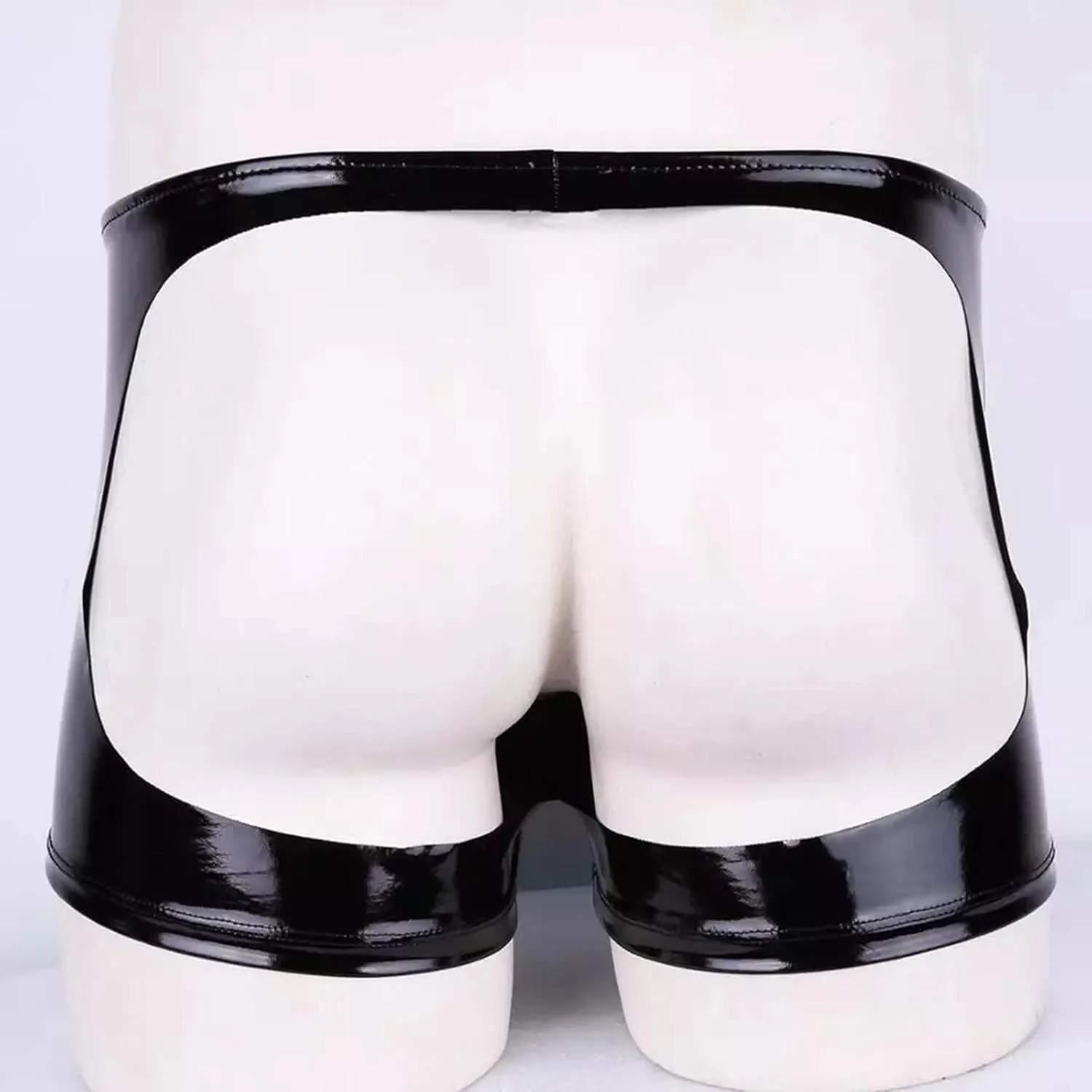 Mens Fashion Casual Solid Color Leather Shorts Sexy Soft Leather Taste Underwear Pants Satin Pajama