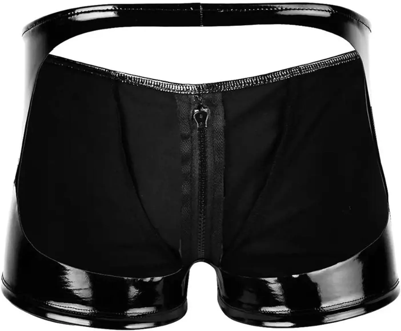 Mens Fashion Casual Solid Color Leather Shorts Sexy Soft Leather Taste Underwear Pants Satin Pajama