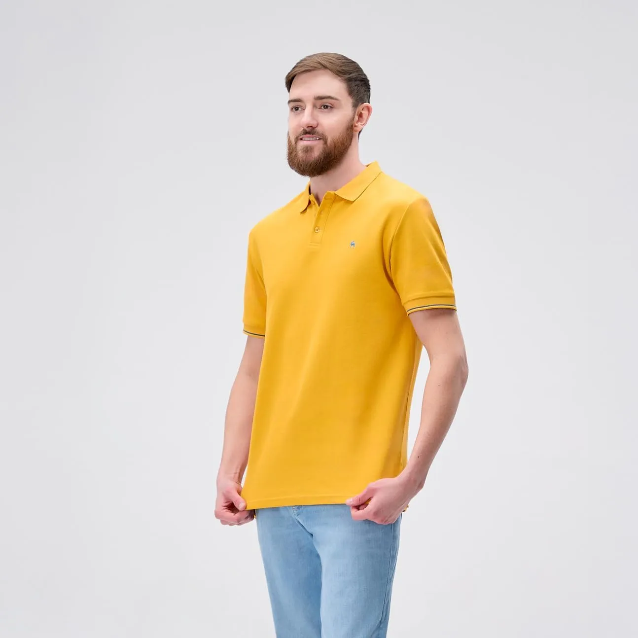 Men's Tall Slim-Fit Short Sleeve Pique Polo 2.0 Polyester/Cotton Blend Long Tee