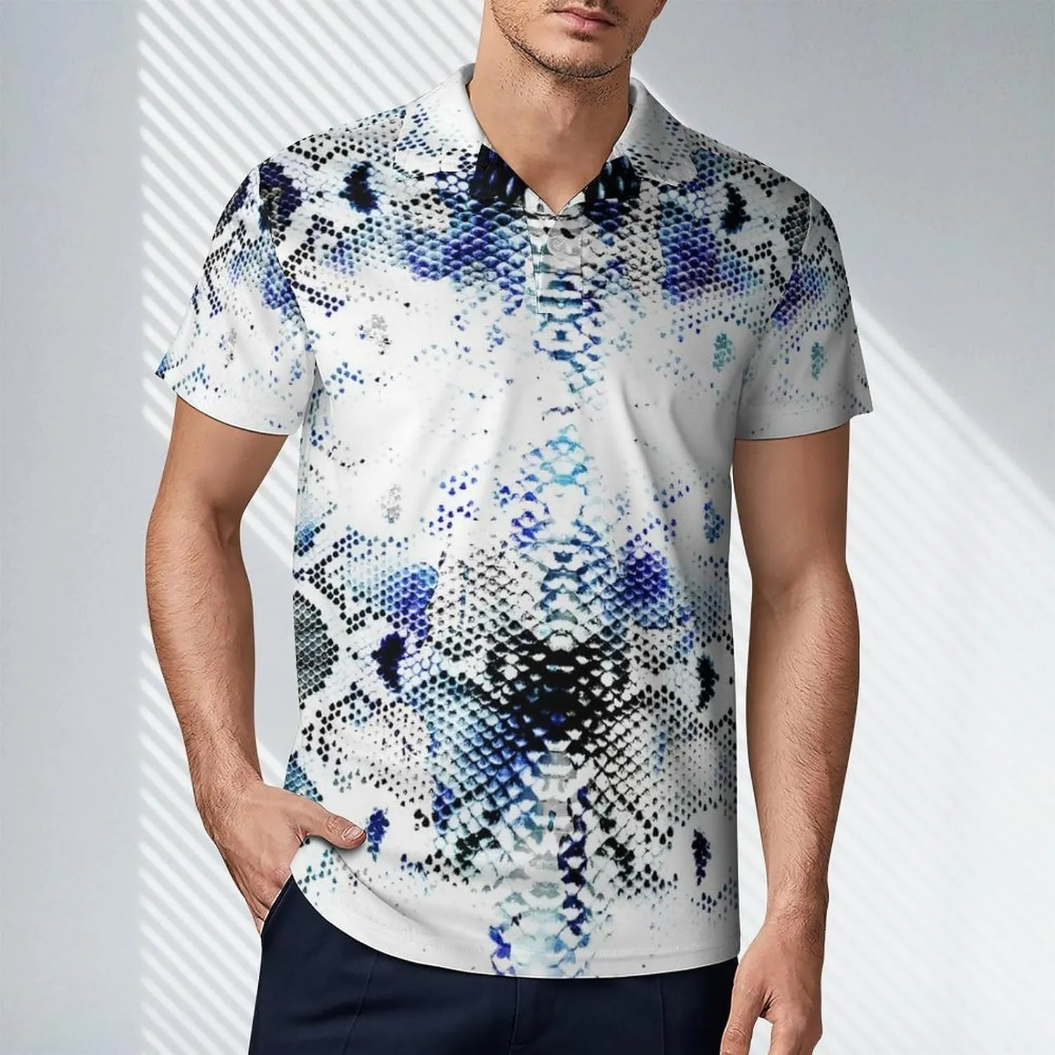 Men's Watercolor Tie Dye Snake Skin Polo Shirts Short Sleeve Cool Golf Shirt Quick-Dry Activewear Polos