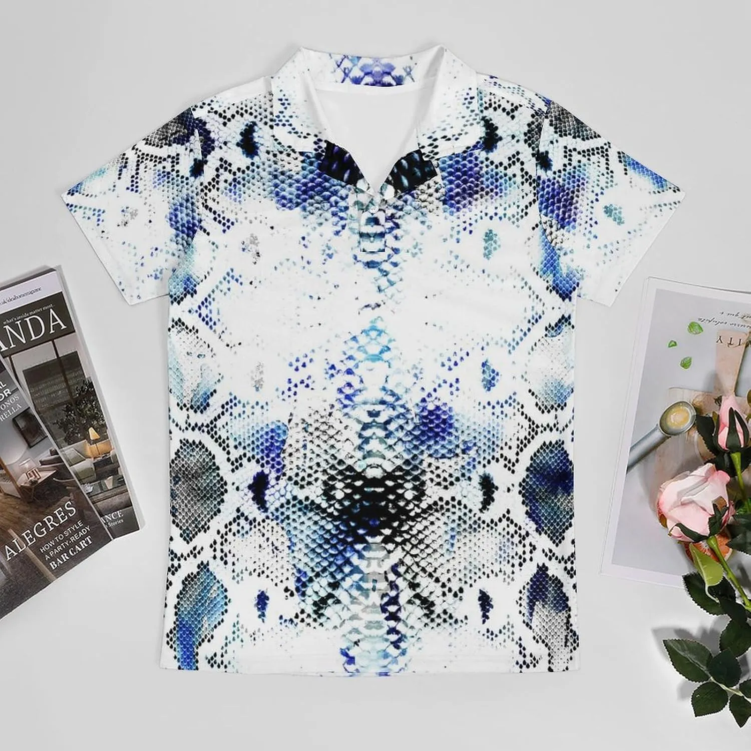 Men's Watercolor Tie Dye Snake Skin Polo Shirts Short Sleeve Cool Golf Shirt Quick-Dry Activewear Polos