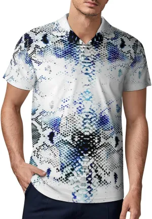 Men's Watercolor Tie Dye Snake Skin Polo Shirts Short Sleeve Cool Golf Shirt Quick-Dry Activewear Polos