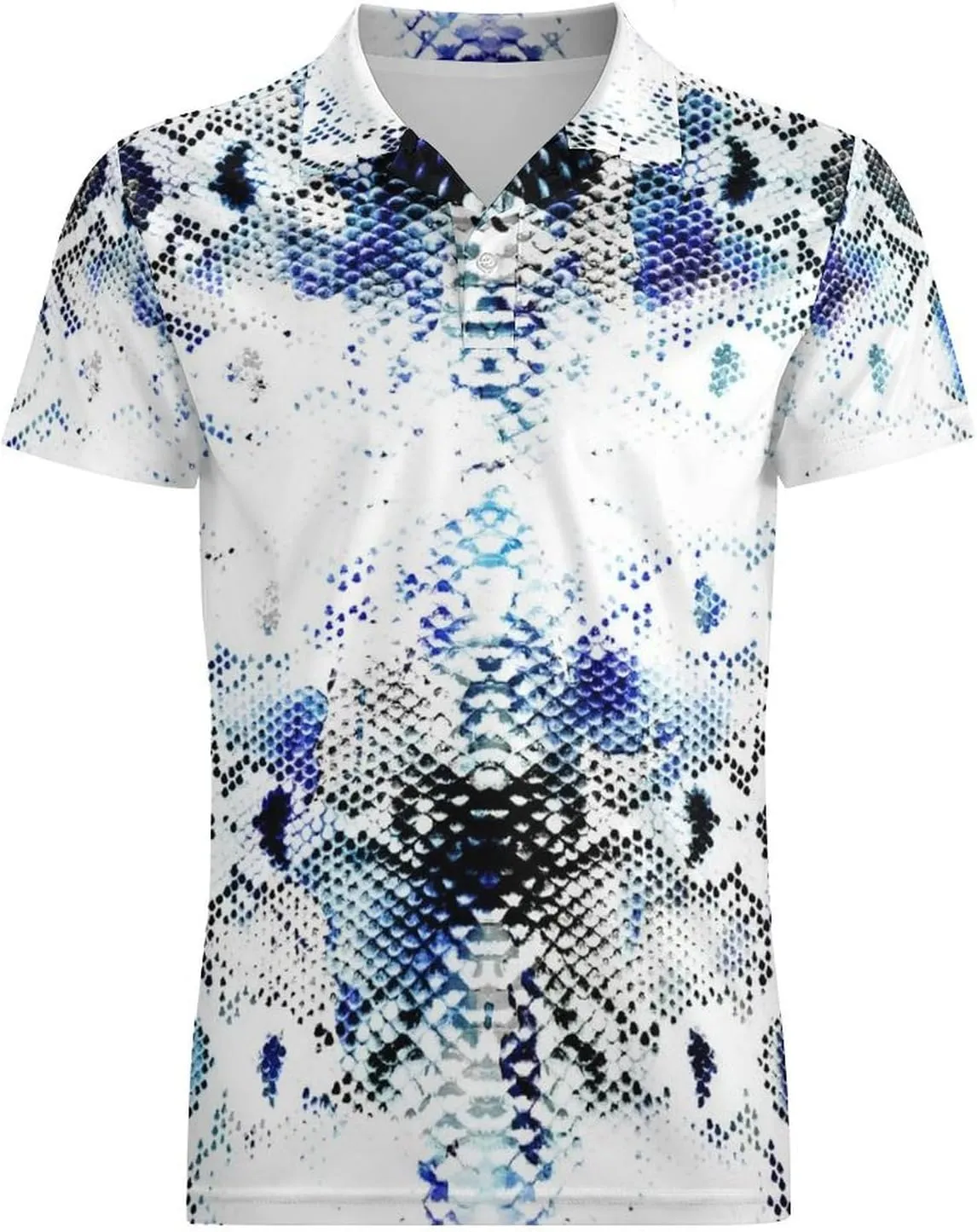 Men's Watercolor Tie Dye Snake Skin Polo Shirts Short Sleeve Cool Golf Shirt Quick-Dry Activewear Polos