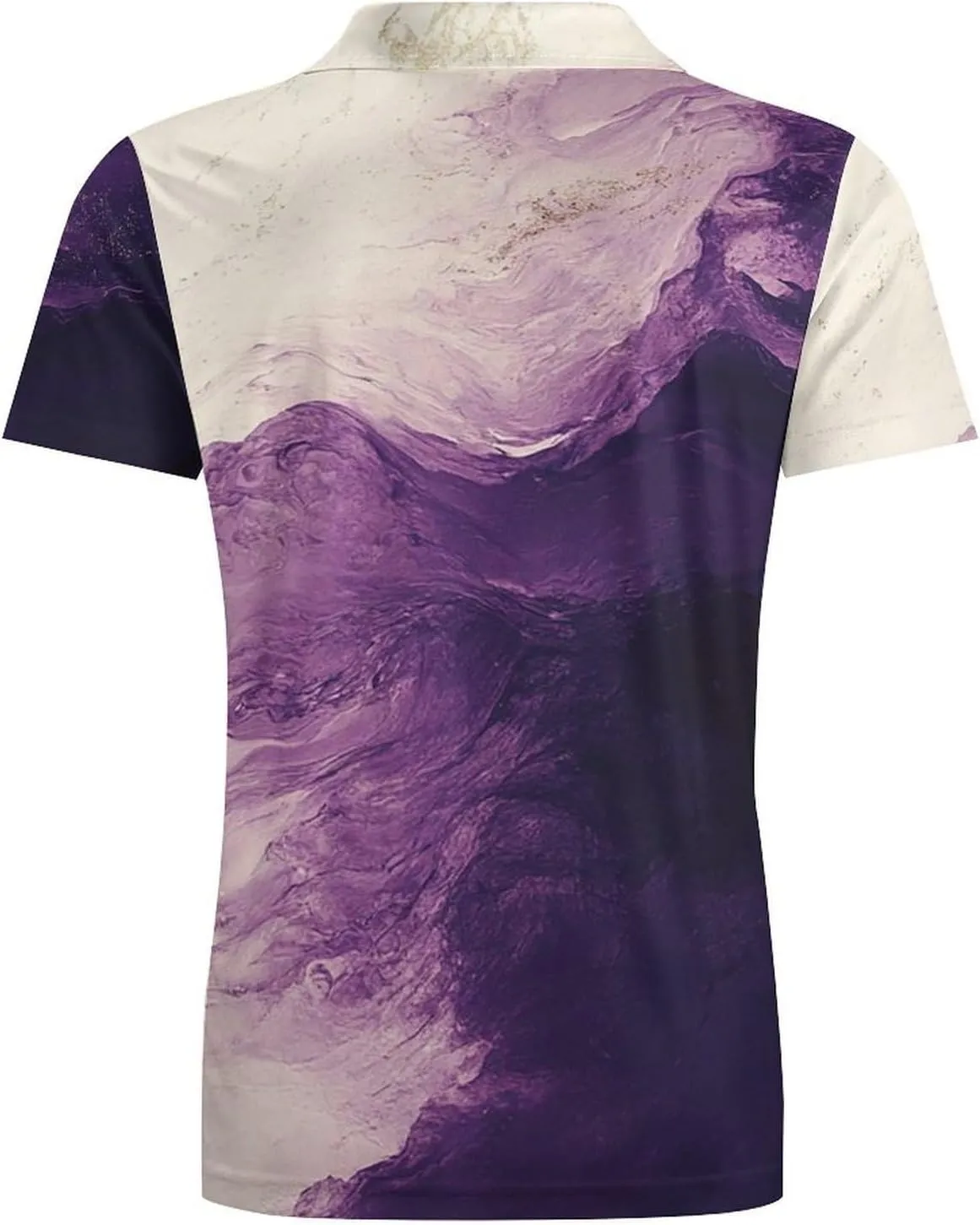 Men's White and Purple Gradient Tie-dye Polo Shirts Short Sleeve Cool Golf Shirt Quick-Dry Activewear Polos