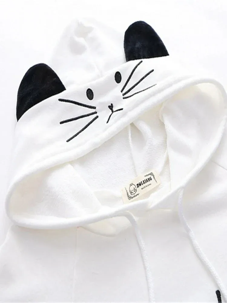 Metaversmall Women Hooded Poncho Cartoon Embroidery Drawstring Capes Spring Femme Chinese Style Half Sleeve Coats Jackets