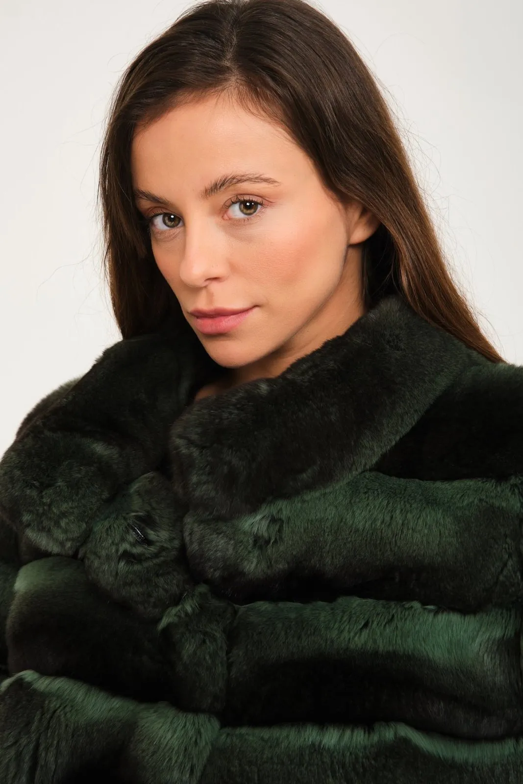 Mint Green Chinchilla Fur Coat