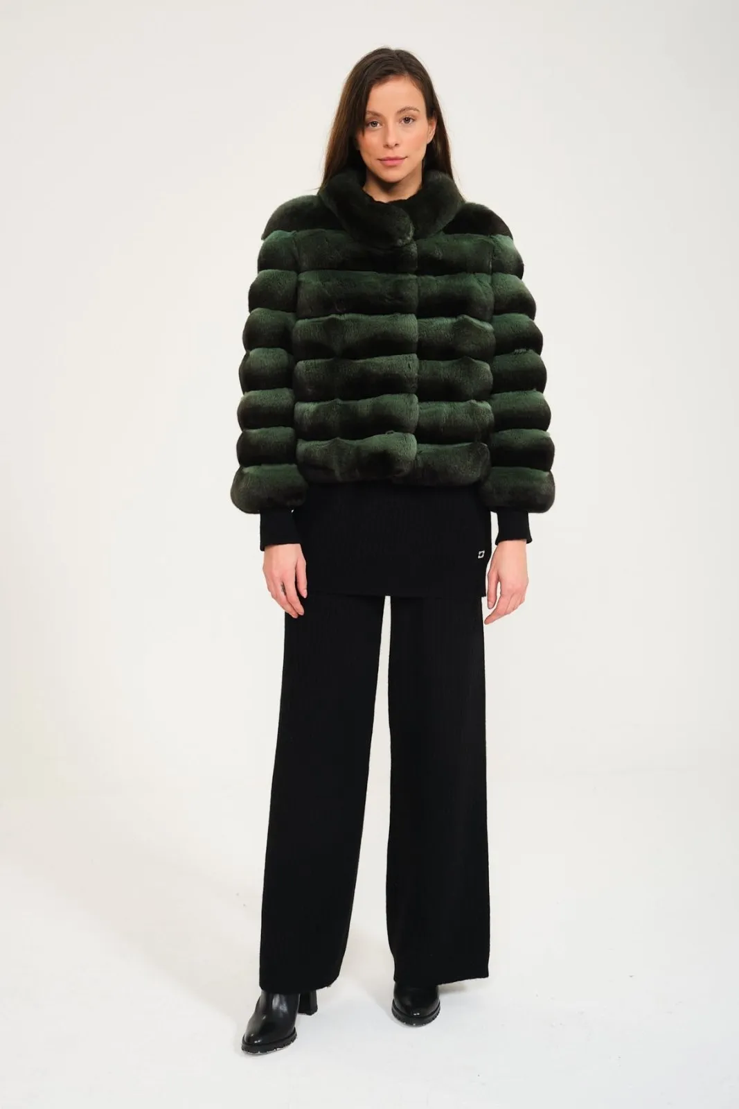 Mint Green Chinchilla Fur Coat