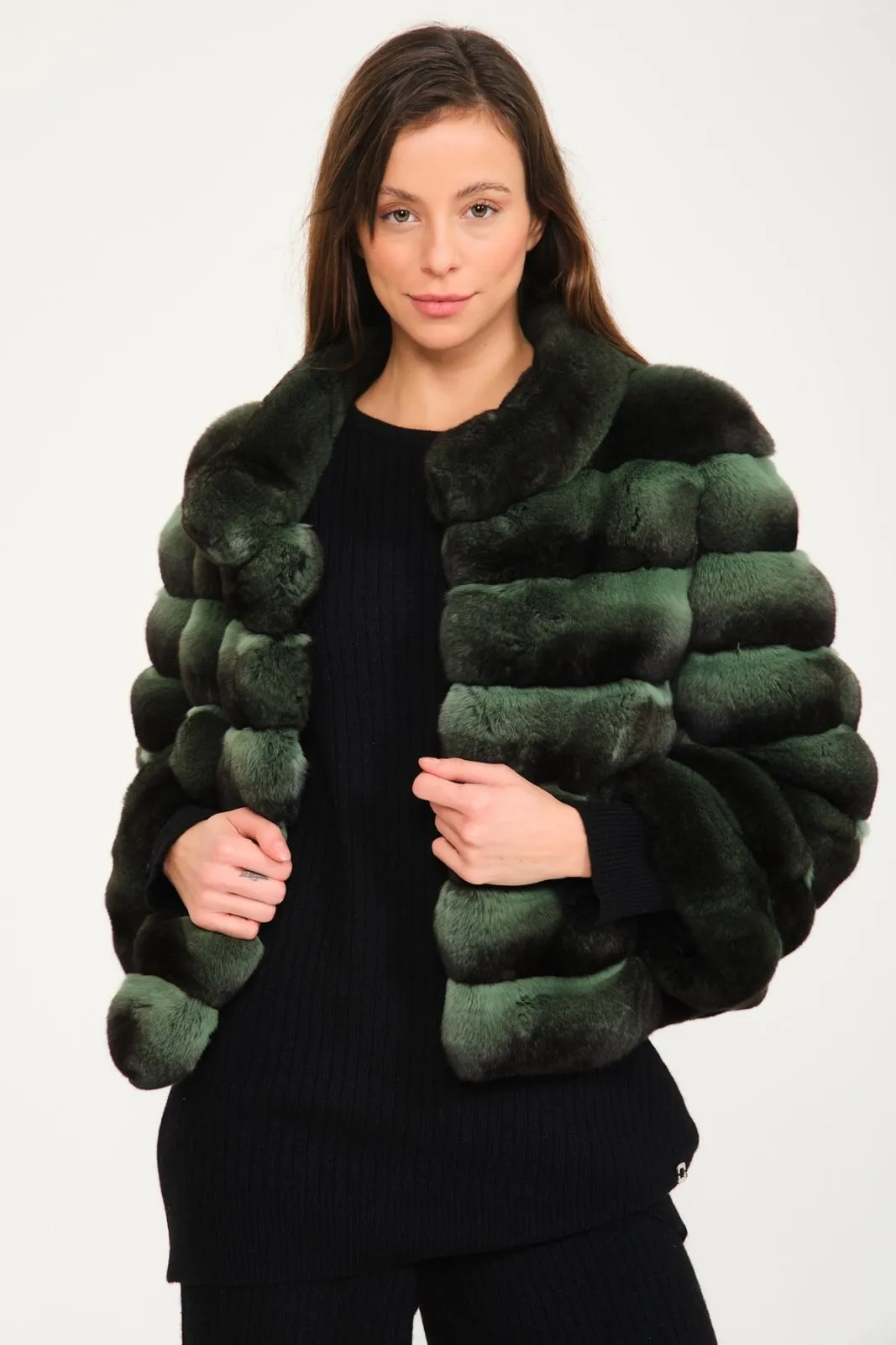 Mint Green Chinchilla Fur Coat